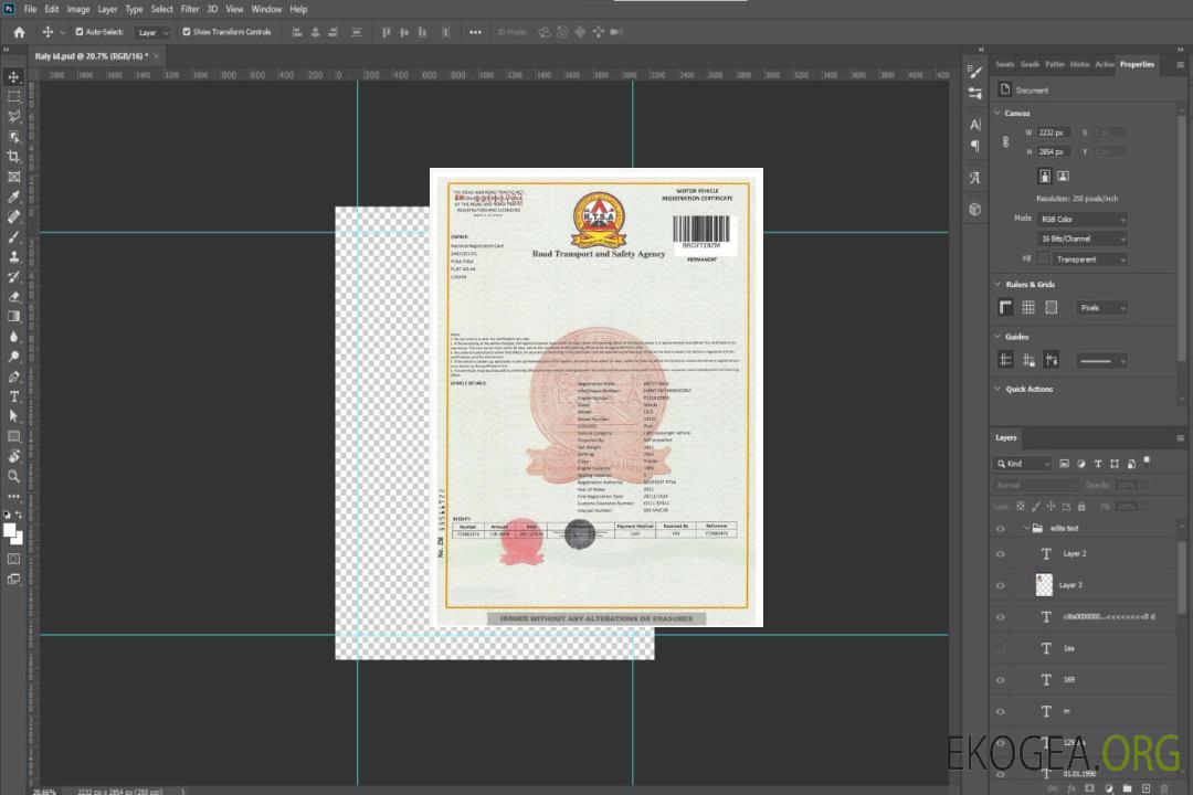 Certificat d'immatriculation du véhicule en Zambie template